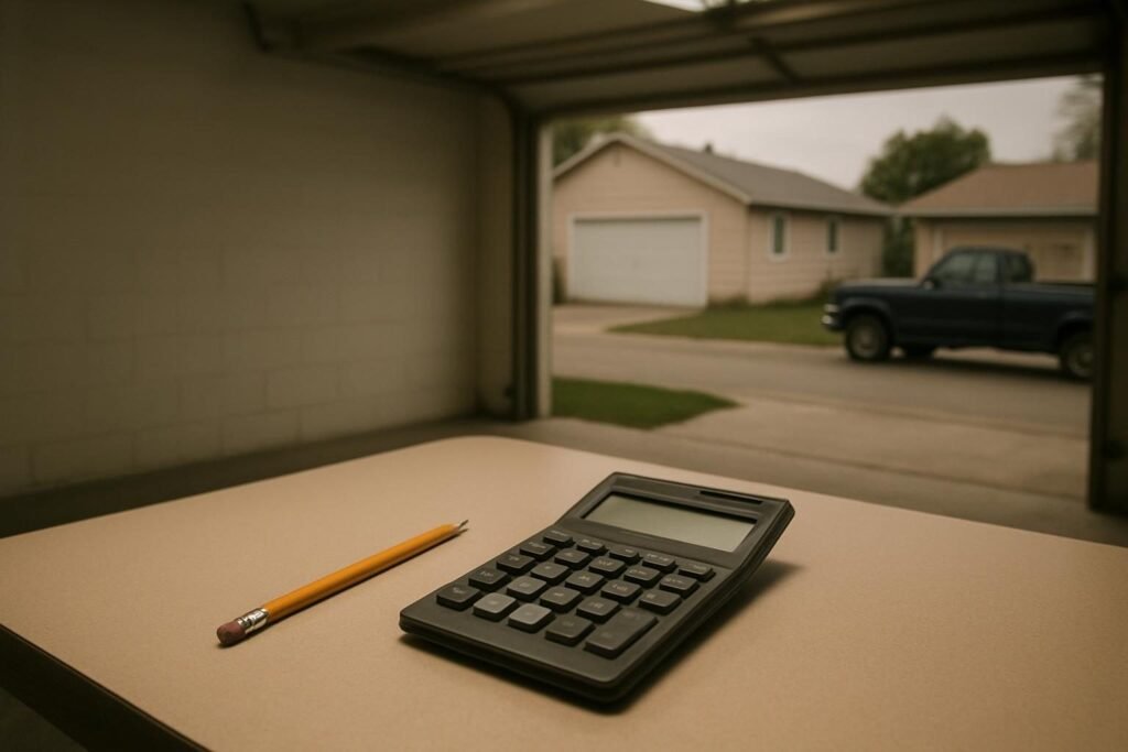 Una calculadora de sobremesa y un lapiz encima de una mesa de formica
