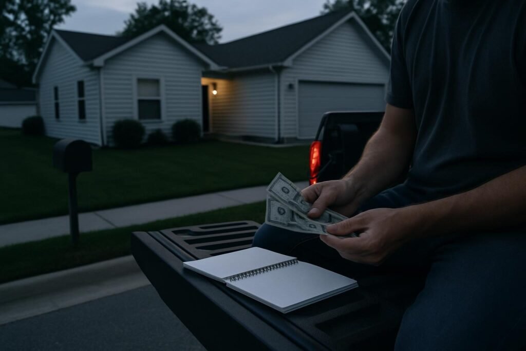 Las manos de alguien contando billetes de dólar. Requisitos de licencia de contratista en Texas